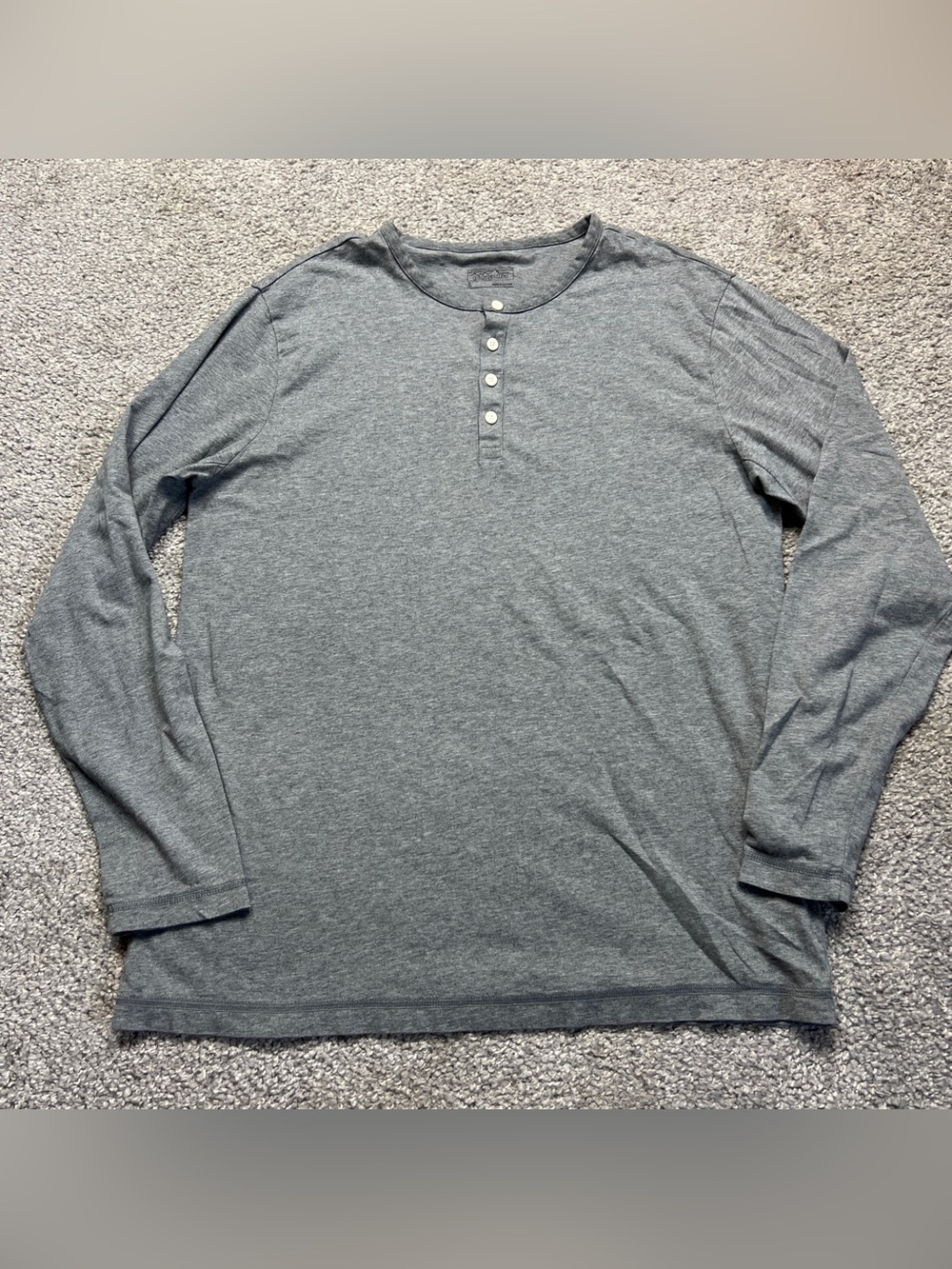 Patagonia Henley Shirt Mens Large L Gray Organic Cotton Long Sleeve 52260